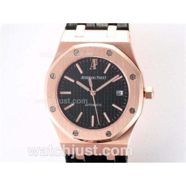 Audemars Piguet Royal Oak Swiss ETA 2836 Movement Rose Gold Case with Black Checkered Dial
