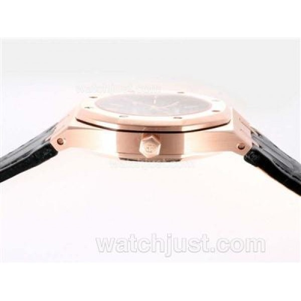 Audemars Piguet Royal Oak Swiss ETA 2836 Movement Rose Gold Case with Black Checkered Dial