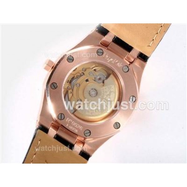 Audemars Piguet Royal Oak Swiss ETA 2836 Movement Rose Gold Case with Black Checkered Dial