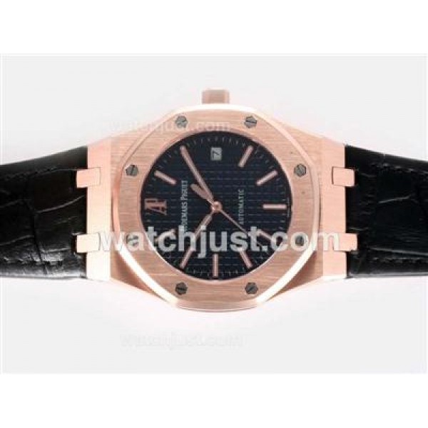Audemars Piguet Royal Oak Swiss ETA 2836 Movement Rose Gold Case with Black Checkered Dial