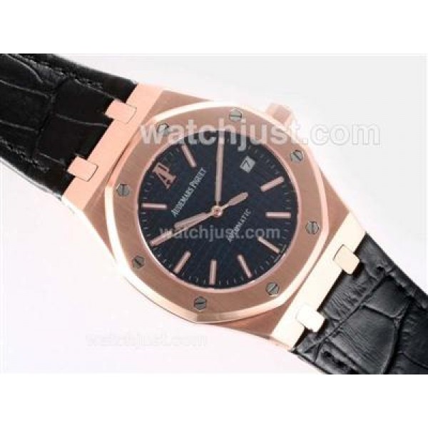 Audemars Piguet Royal Oak Swiss ETA 2836 Movement Rose Gold Case with Black Checkered Dial