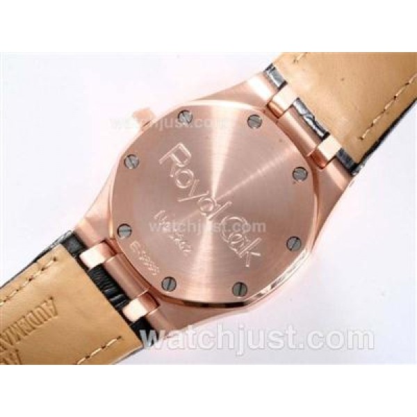 Audemars Piguet Royal Oak Swiss ETA 2836 Movement Rose Gold Case with Black Checkered Dial