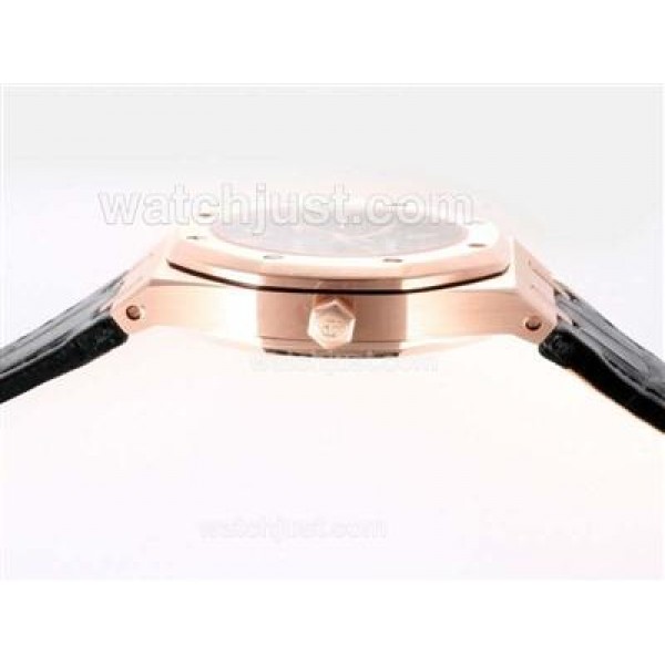 Audemars Piguet Royal Oak Swiss ETA 2836 Movement Rose Gold Case with Black Checkered Dial