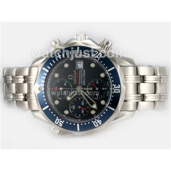 Best 1:1 Omega Seamaster Chronograph Replica Watches With Blue Dials For Men