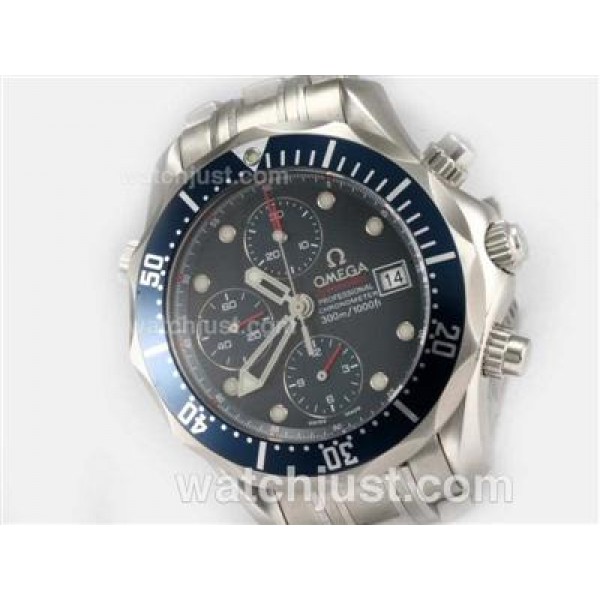 Best 1:1 Omega Seamaster Chronograph Replica Watches With Blue Dials For Men