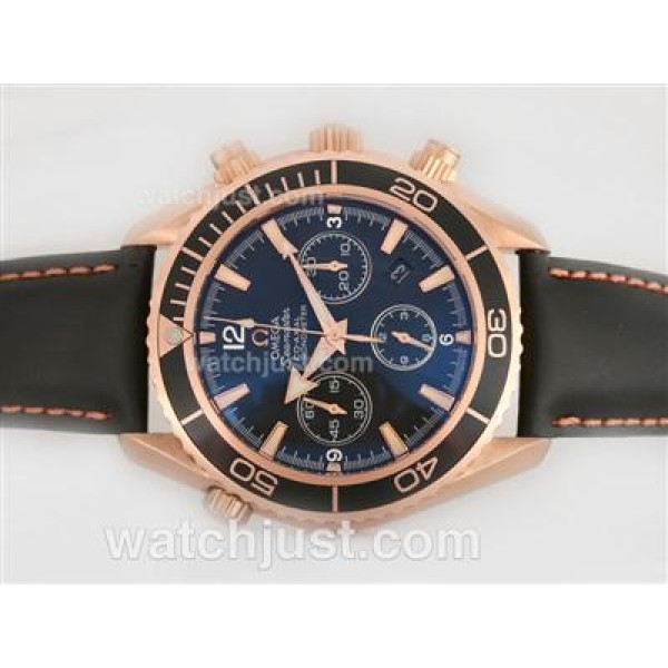 Omega Planet Ocean Chronograph Swiss Valjoux 7750 Movement-18K Plated Rose Gold Casing