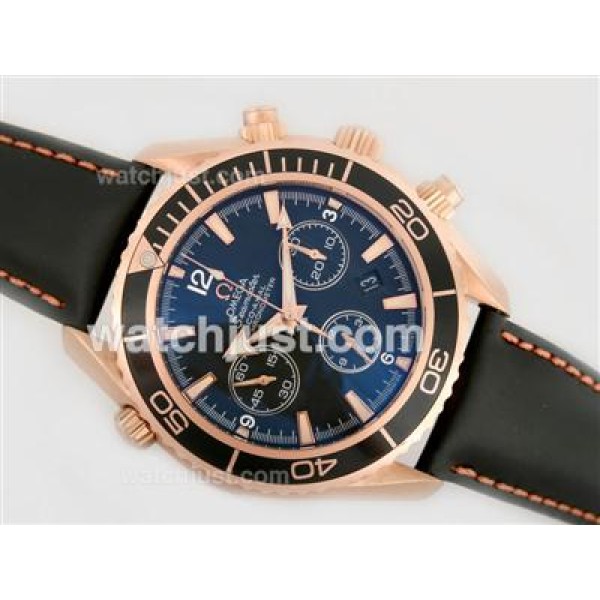 Omega Planet Ocean Chronograph Swiss Valjoux 7750 Movement-18K Plated Rose Gold Casing