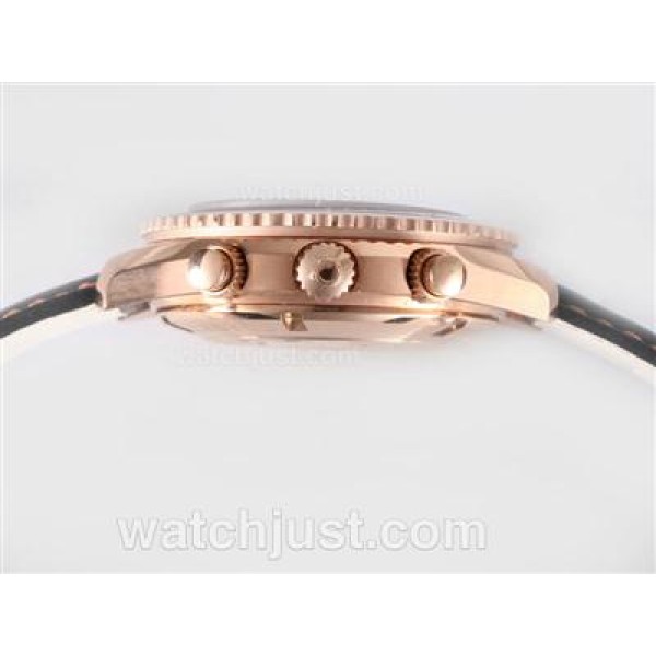 Omega Planet Ocean Chronograph Swiss Valjoux 7750 Movement-18K Plated Rose Gold Casing