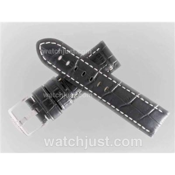 Panerai Black Leather Strap with White Stitching-For 44MM Model