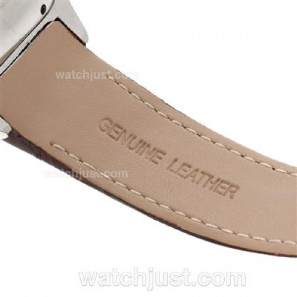 Cartier Santos 100 Automatic with White Dial-Brown Leather Strap