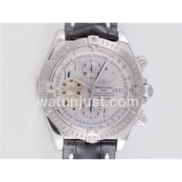 Breitling Chronomat Evolution Chronograph Swiss Valjoux 7750 Movement with White Dial