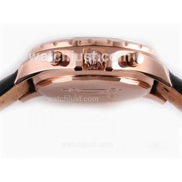 Breitling for Bentley Motors T Automatic Rose Gold Case with White Dial-Black Leather Strap