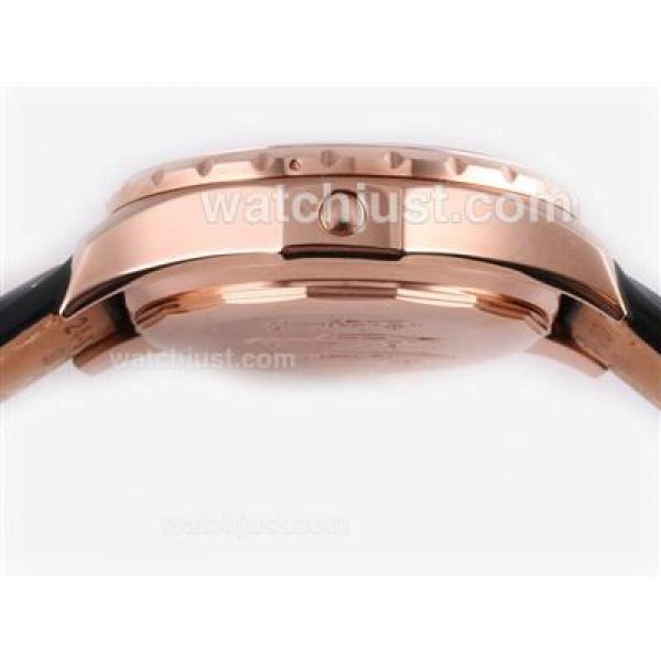 Breitling for Bentley Motors T Automatic Rose Gold Case with White Dial-Black Leather Strap