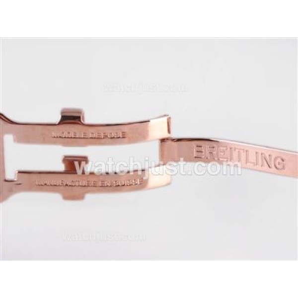 Breitling for Bentley Motors T Automatic Rose Gold Case with Blue Dial-Black Leather Strap