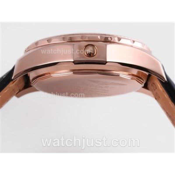 Breitling for Bentley Motors T Automatic Rose Gold Case with Blue Dial-Black Leather Strap