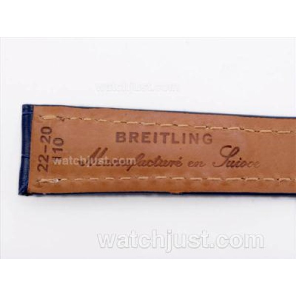 Breitling Blue Leather Strap with Deployment Buckle-22MM