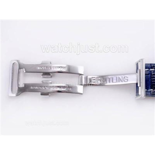 Breitling Blue Leather Strap with Deployment Buckle-22MM
