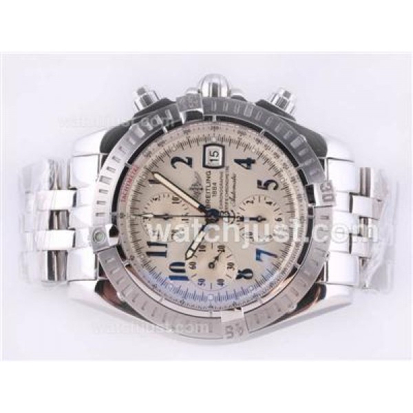 Breitling Chronomat Evolution Chronograph Swiss Valjoux 7750 Movement with White Dial S/S
