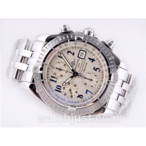 Breitling Chronomat Evolution Chronograph Swiss Valjoux 7750 Movement with White Dial S/S