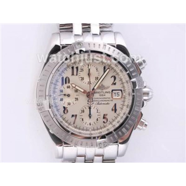 Breitling Chronomat Evolution Chronograph Swiss Valjoux 7750 Movement with White Dial S/S