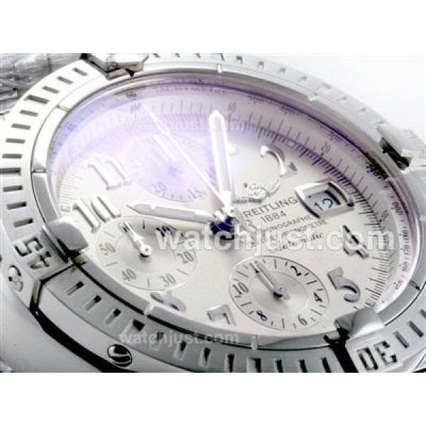 Breitling Chronomat Evolution Chronograph Swiss Valjoux 7750 Movement with White Dial S/S