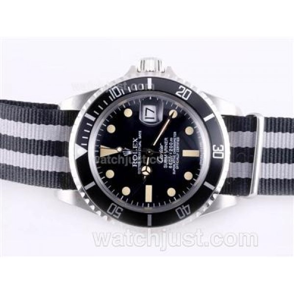Rolex Submariner Cartier Automatic with Black Bezel and Dial Vintage Version-Nylon Strap