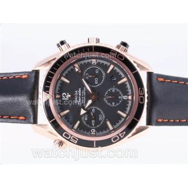 Omega Seamaster Planet Ocean Chronograph Swiss Valjoux 7750 Movement-18K Rose Gold Casing