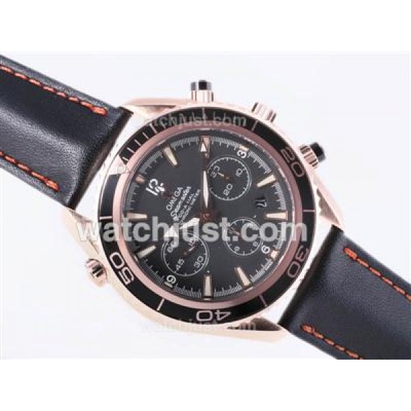 Omega Seamaster Planet Ocean Chronograph Swiss Valjoux 7750 Movement-18K Rose Gold Casing