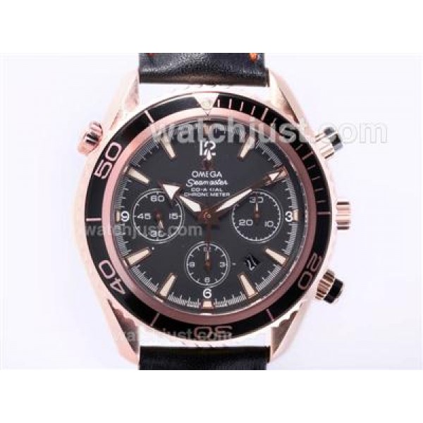 Omega Seamaster Planet Ocean Chronograph Swiss Valjoux 7750 Movement-18K Rose Gold Casing