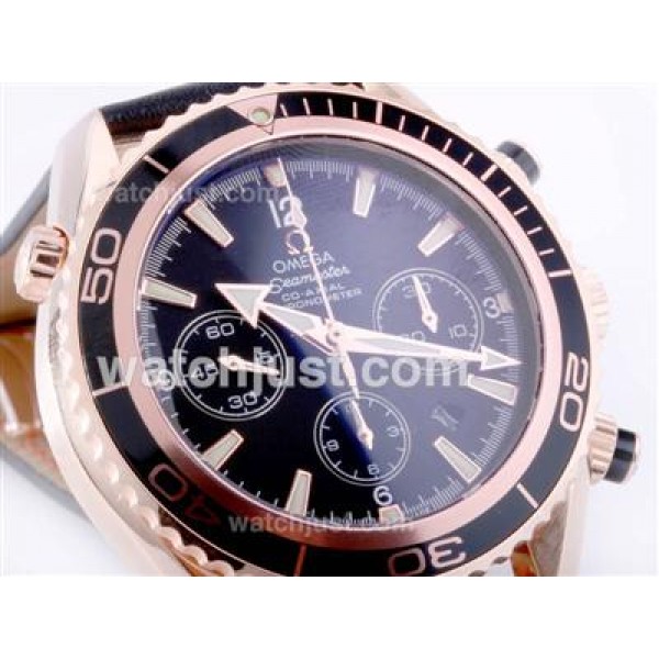 Omega Seamaster Planet Ocean Chronograph Swiss Valjoux 7750 Movement-18K Rose Gold Casing