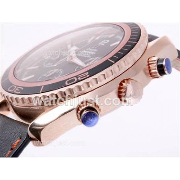 Omega Seamaster Planet Ocean Chronograph Swiss Valjoux 7750 Movement-18K Rose Gold Casing
