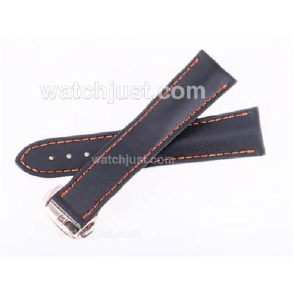 Omega Black Leather Strap with Rose Gold Deployment Buckle-For 7750 Version
