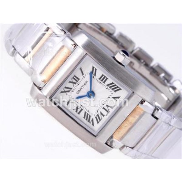 Cartier Tank Two Tone with White Dial-Lady Size