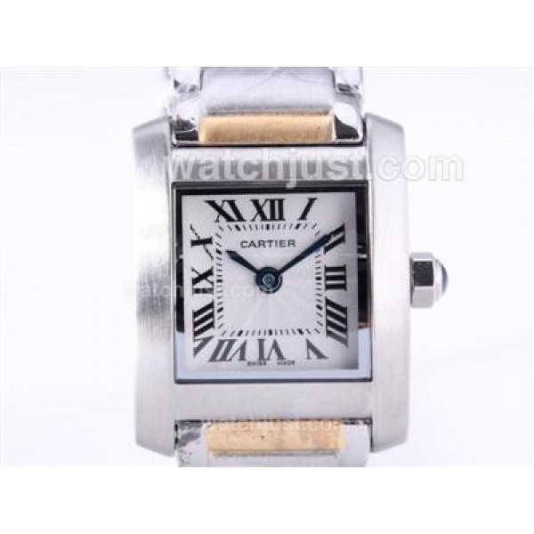 Cartier Tank Two Tone with White Dial-Lady Size