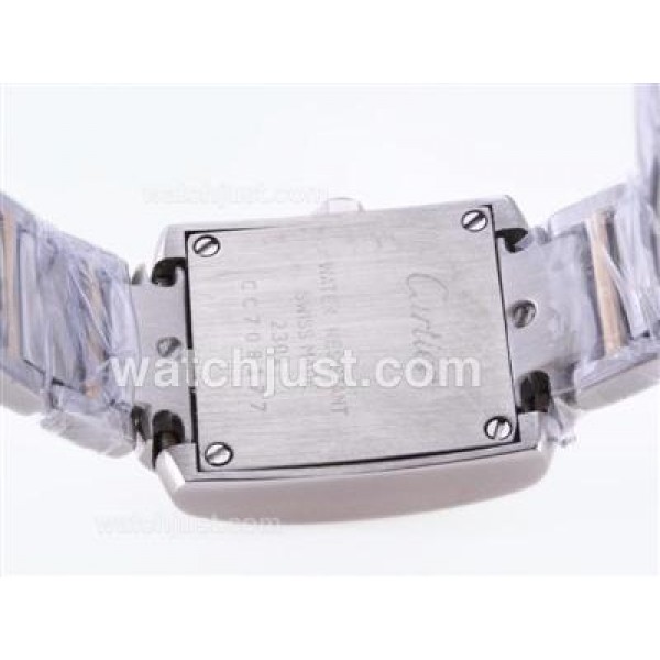Cartier Tank Two Tone with White Dial-Lady Size