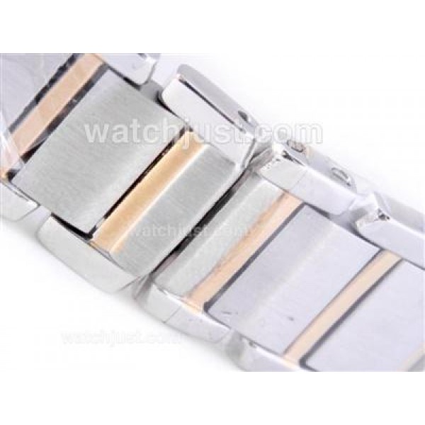 Cartier Tank Two Tone with White Dial-Lady Size