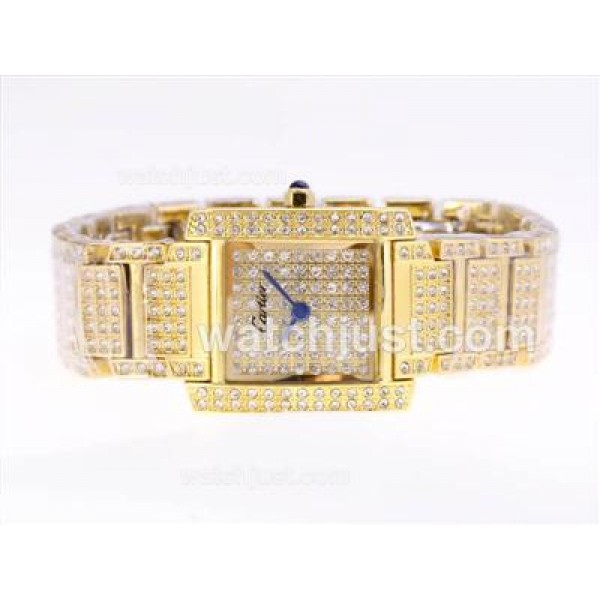 Cartier Tank Full Gold with Diamond Dial and Bezel