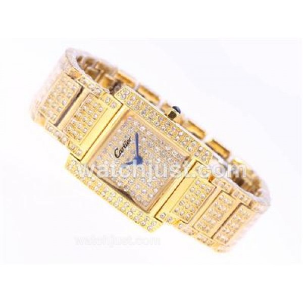 Cartier Tank Full Gold with Diamond Dial and Bezel