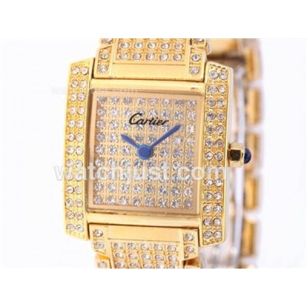 Cartier Tank Full Gold with Diamond Dial and Bezel