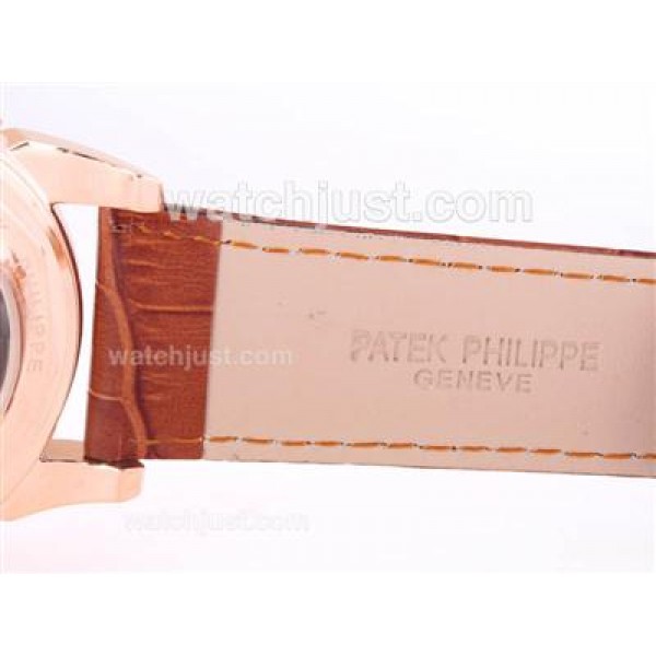 Patek Philippe Perpetual Calendar Chrono Automatic Rose Gold Case CZ Diamond Bezel with Champagne Dial