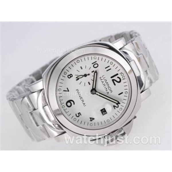 Panerai Luminor Marina Swiss Valjoux 7750 Movement with White Dial S/S