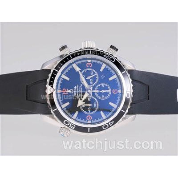 Omega Seamaster Planet Ocean Working Chronograph with Orange Marking-Same Chassis As 7750 Version-Rubber Strap
