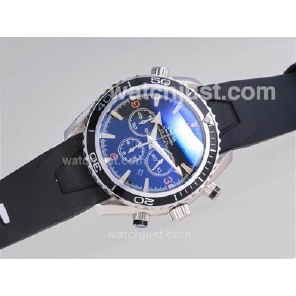 Omega Seamaster Planet Ocean Working Chronograph with Orange Marking-Same Chassis As 7750 Version-Rubber Strap