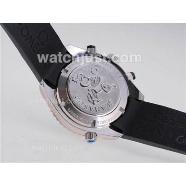 Omega Seamaster Planet Ocean Working Chronograph with White Marking-Same Chassis As 7750 Version-Rubber Strap