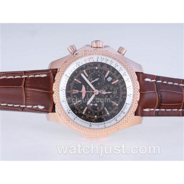 Breitling for Bentley Motors Working Chronograph Rose Gold Case with Black Dial