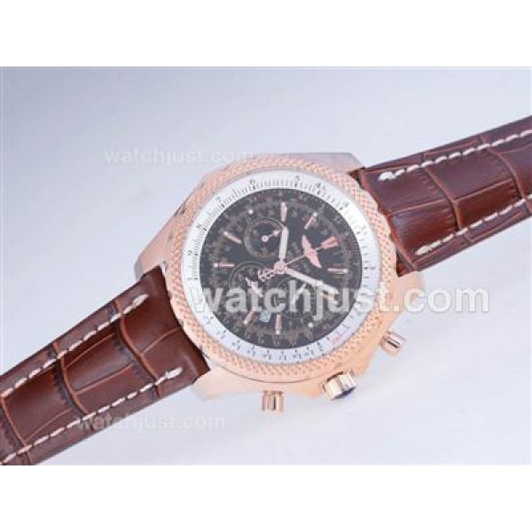 Breitling for Bentley Motors Working Chronograph Rose Gold Case with Black Dial