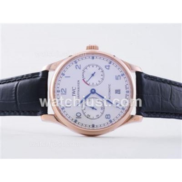 IWC Portugese 7 Days Working Power Reserve Rose Gold Case With Blue Marking-21600bph