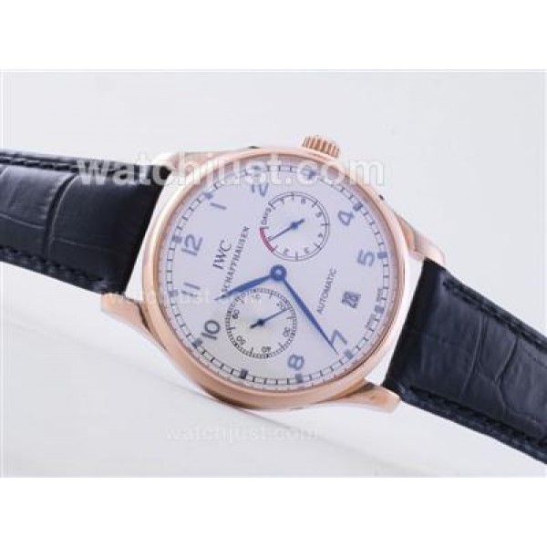 IWC Portugese 7 Days Working Power Reserve Rose Gold Case With Blue Marking-21600bph