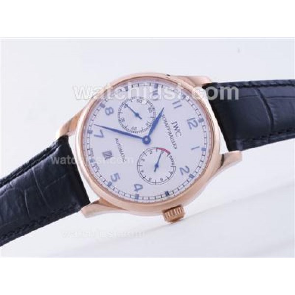 IWC Portugese 7 Days Working Power Reserve Rose Gold Case With Blue Marking-21600bph