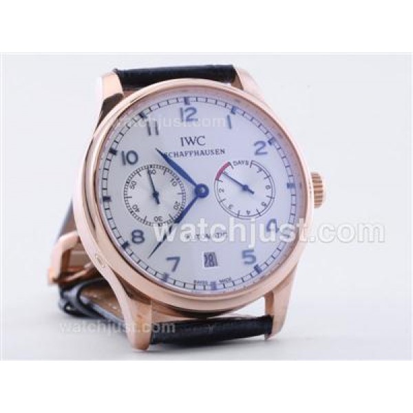 IWC Portugese 7 Days Working Power Reserve Rose Gold Case With Blue Marking-21600bph